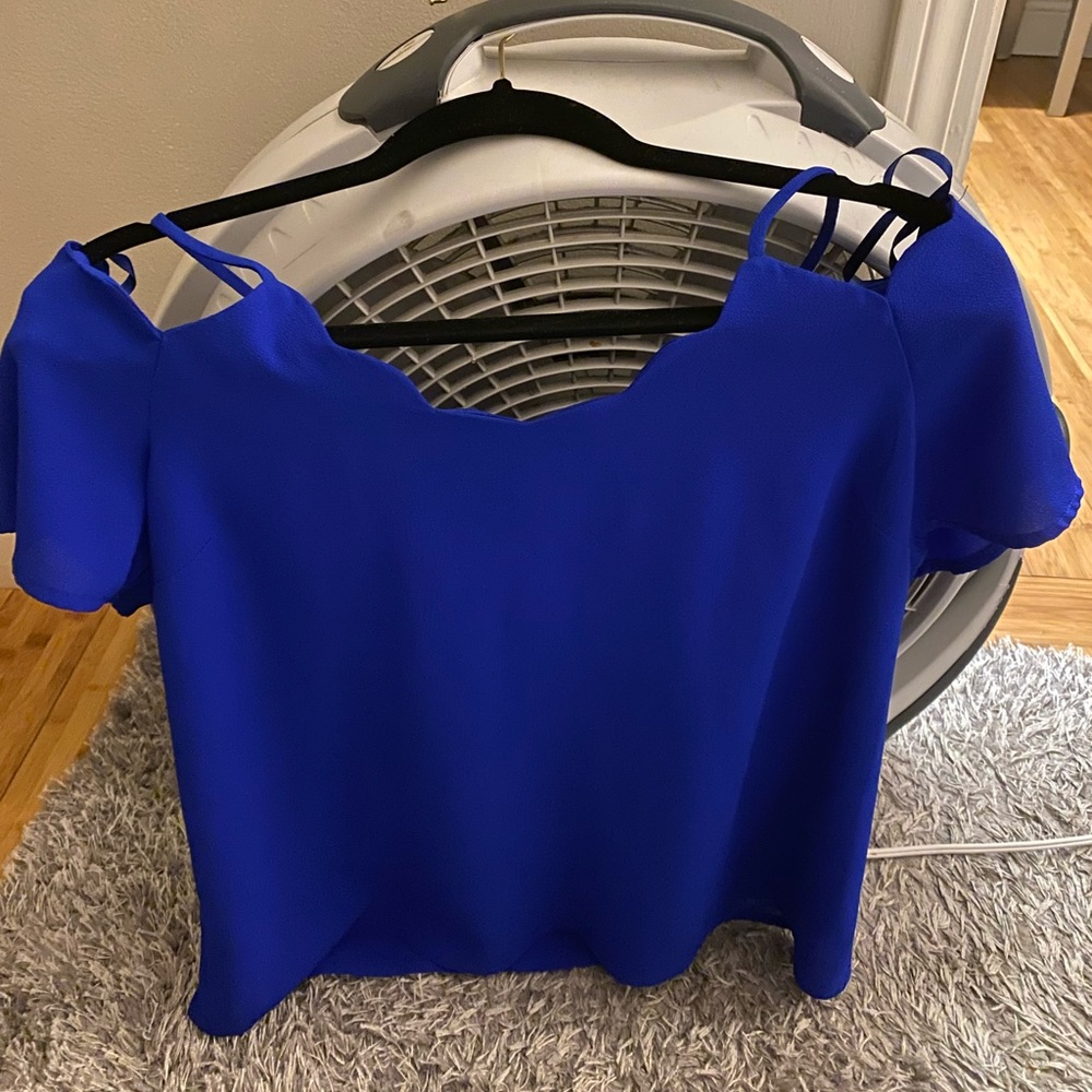 blue off the shoulder top